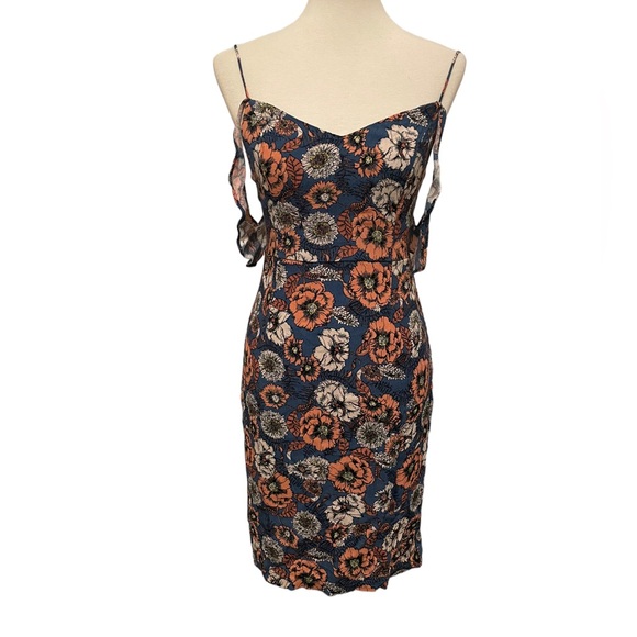 Astr Dresses & Skirts - ASTR Navy Blue Floral Orange Midi Dress
